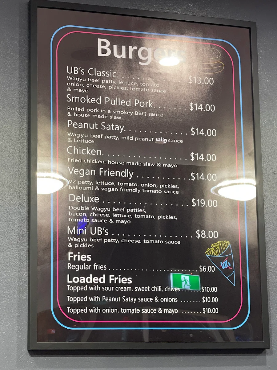 Menu, Ungermann Brothers Ipswich