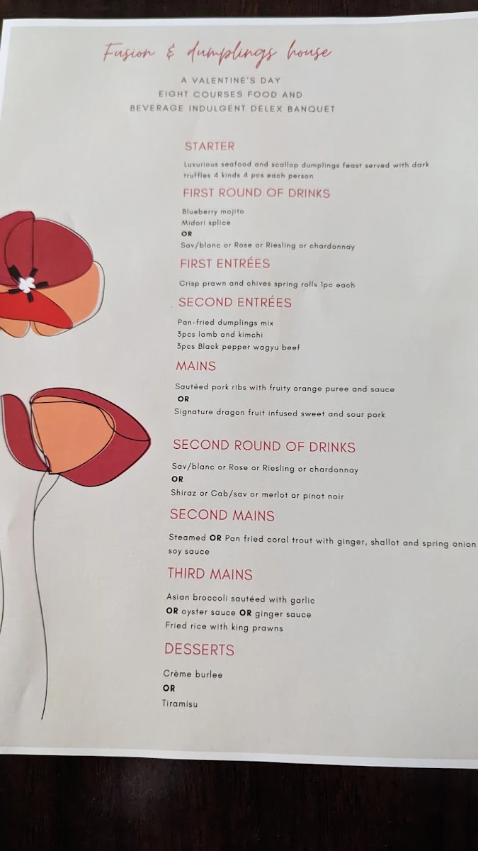 Menu, Fusion & Dumplings House