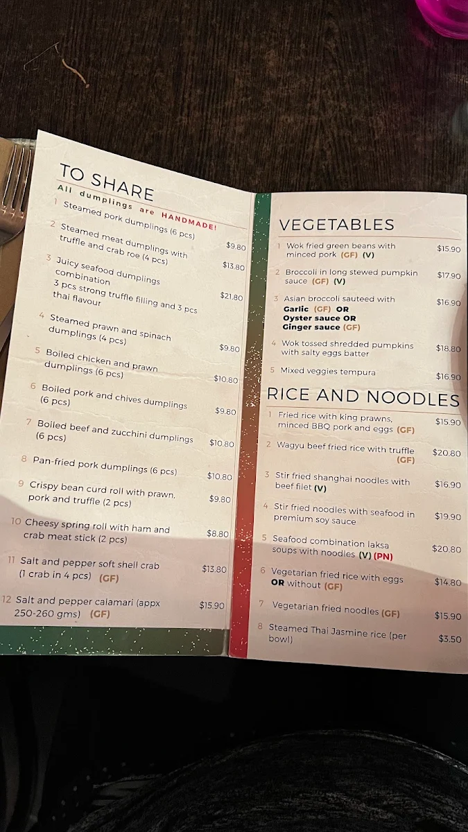 Menu, Fusion & Dumplings House
