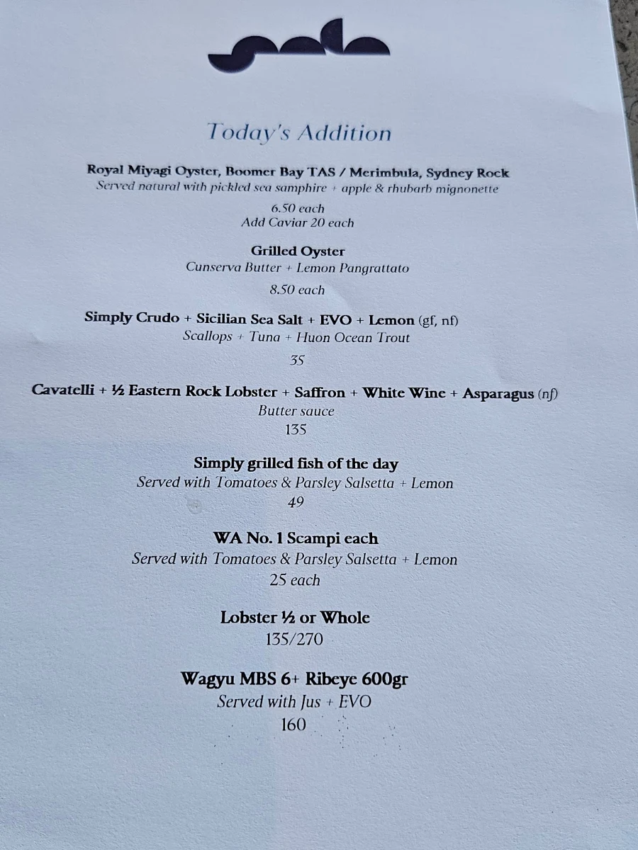 Menu, Sala