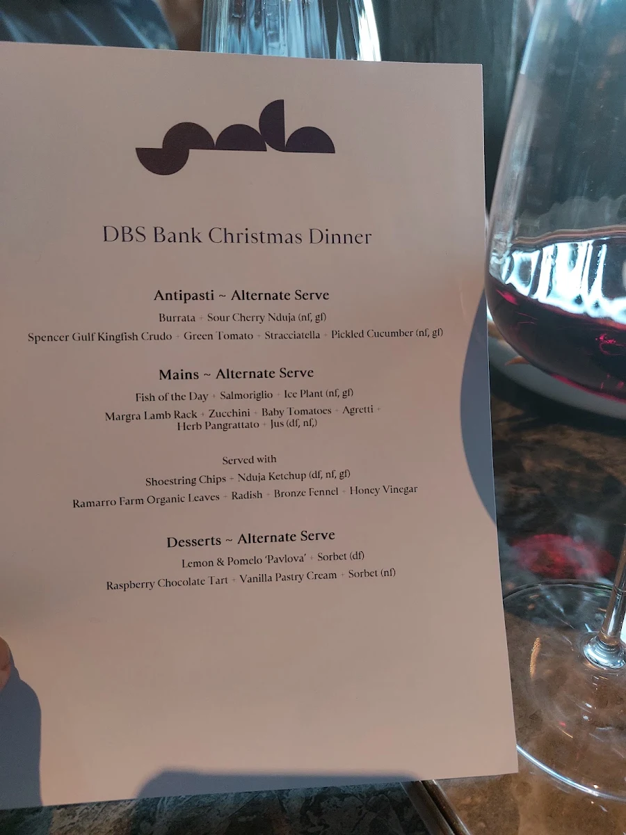 Menu, Sala