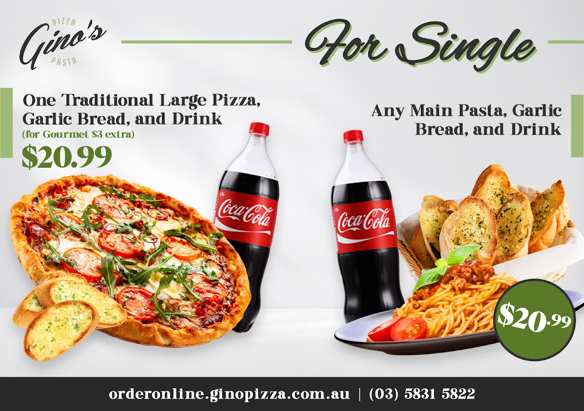 Menu, Gino's Pizza and Pasta