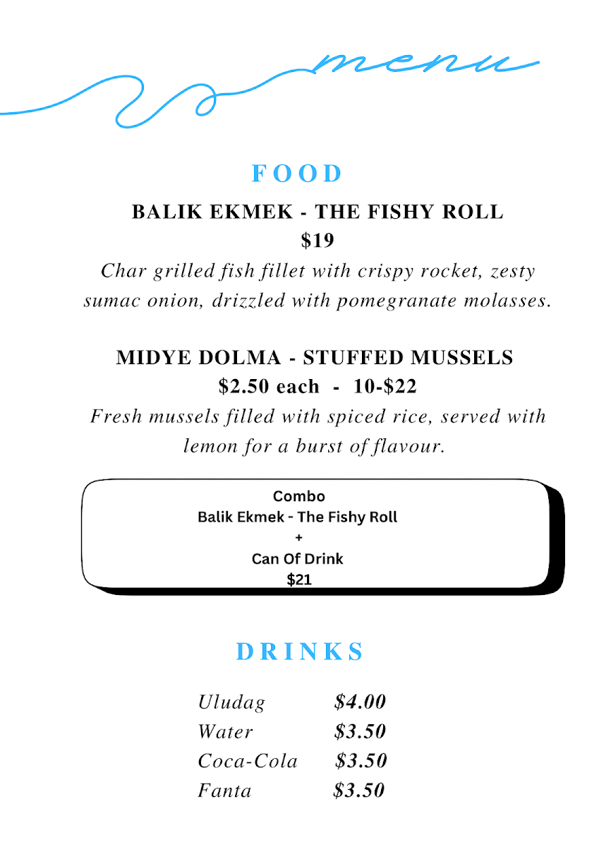 Menu, Seaside Bites