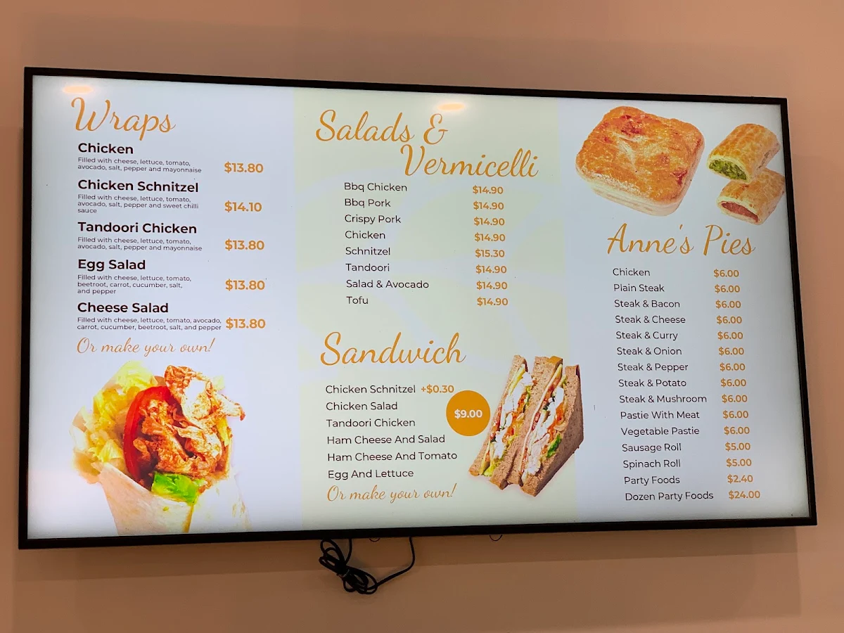Menu, Anne's Pantry Ashburton
