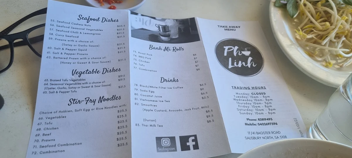 Menu, Pho Linh