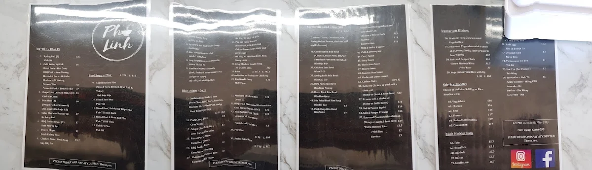 Menu, Pho Linh