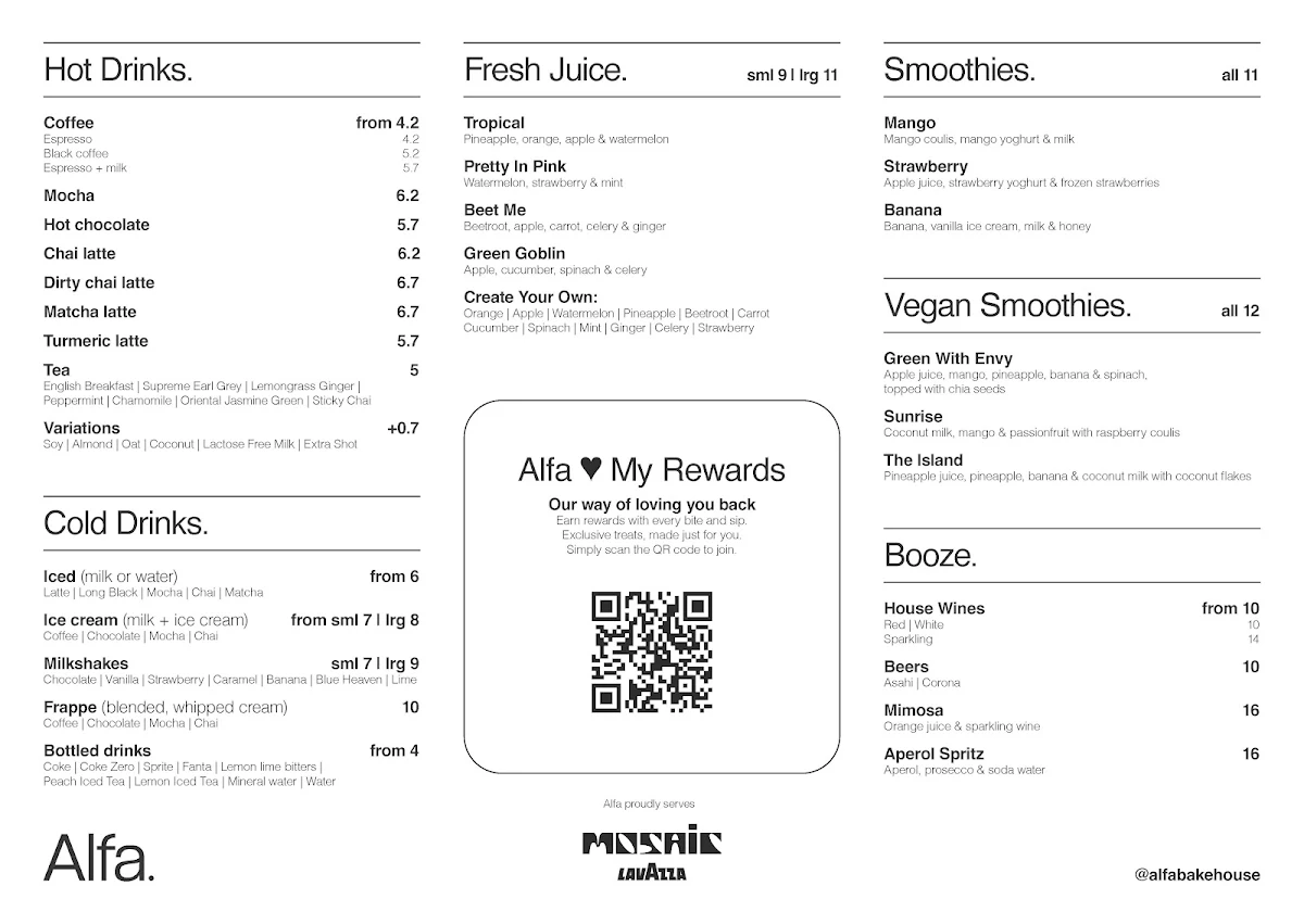Menu, Alfa. Yarraville
