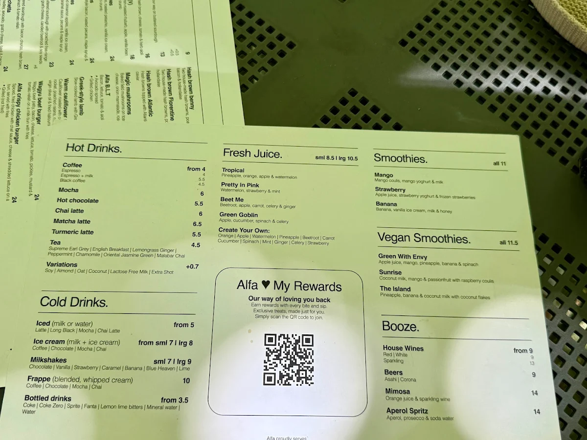 Menu, Alfa. Yarraville