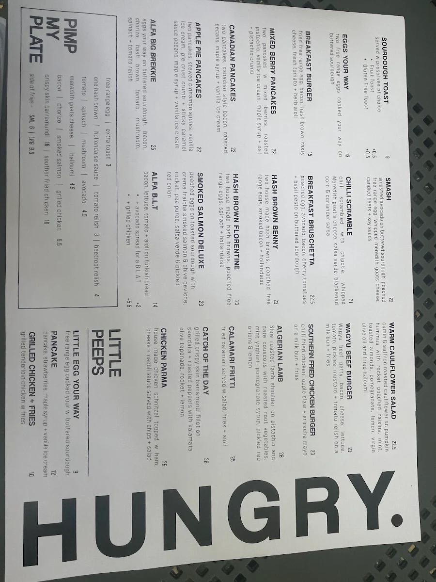 Menu, Alfa. Yarraville