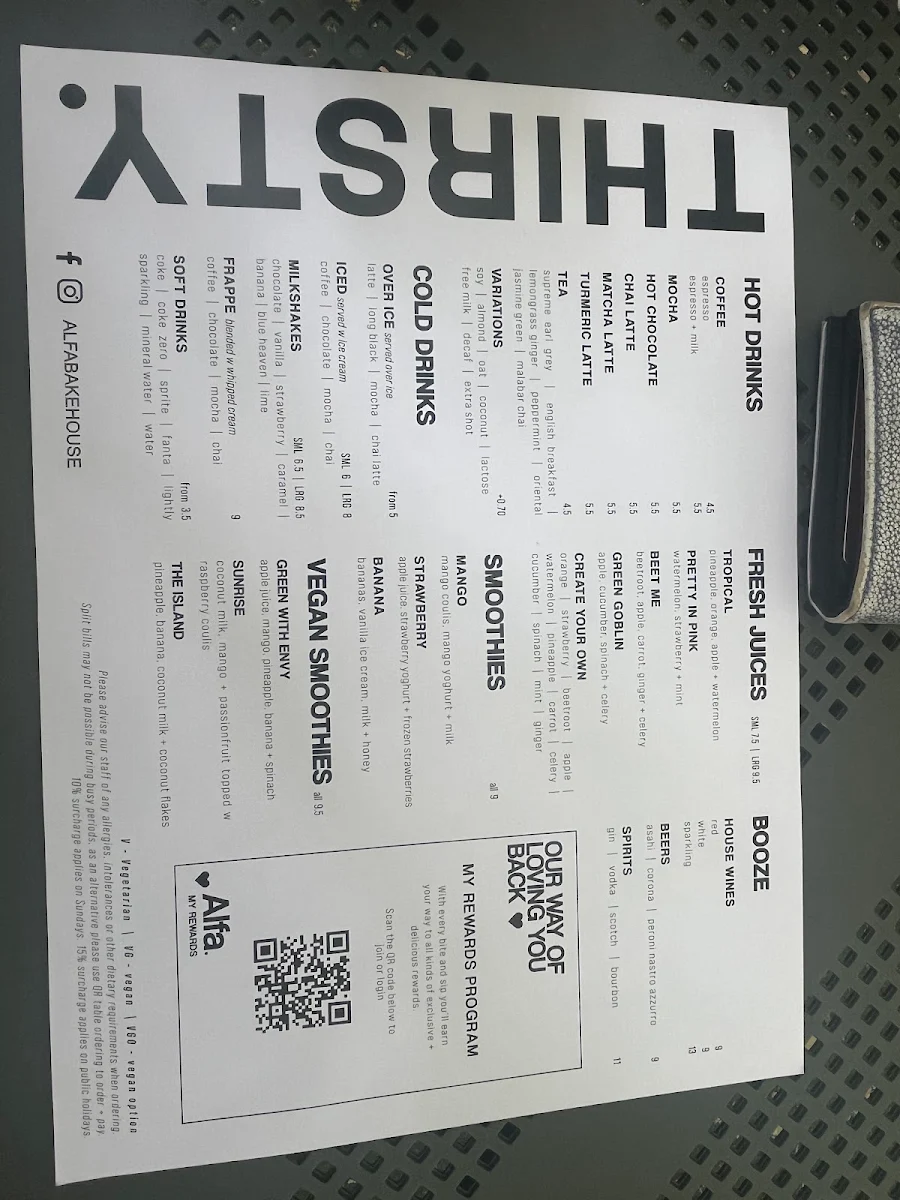 Menu, Alfa. Yarraville