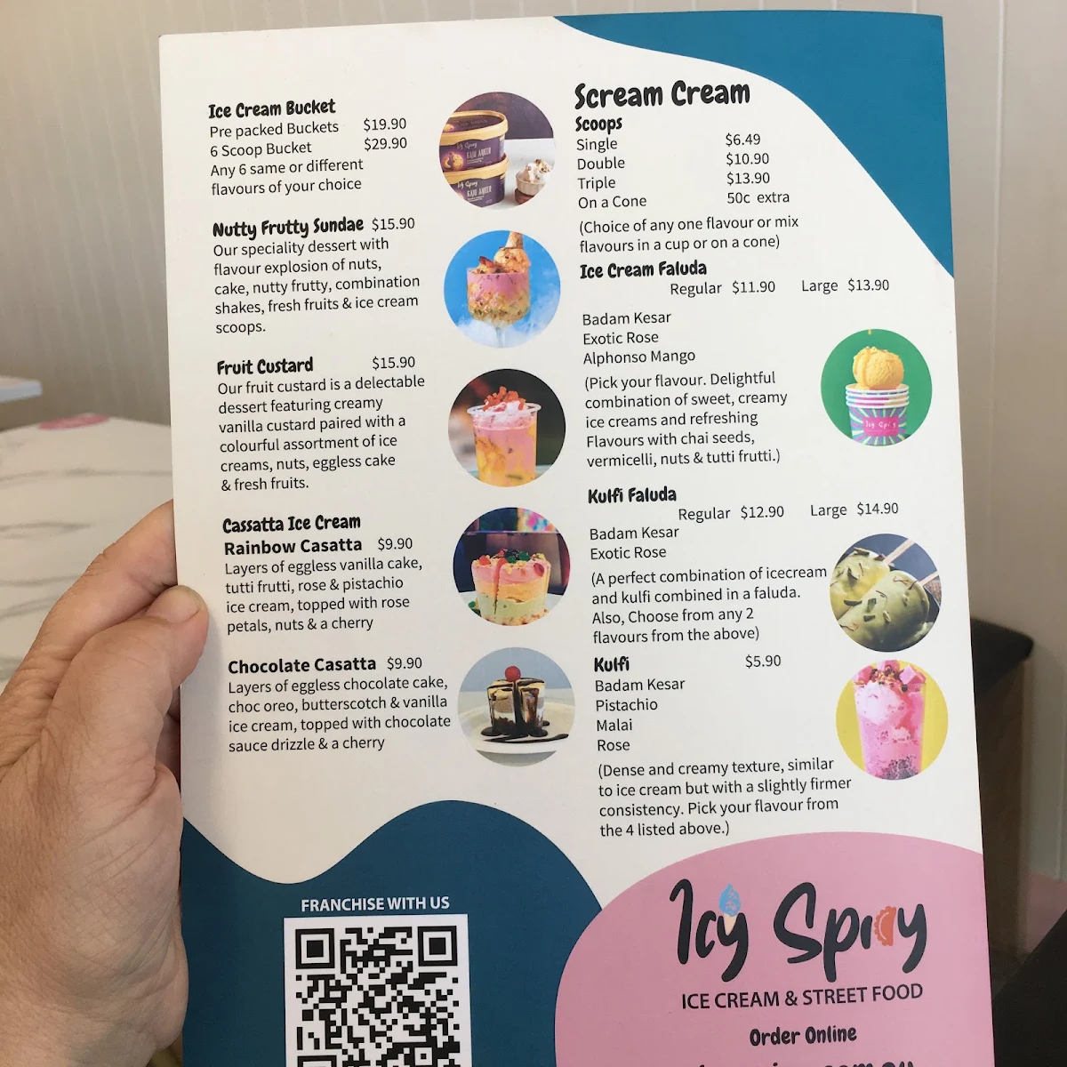 Menu, Icy Spicy West Pennant Hills - Ice Cream and Fast Food