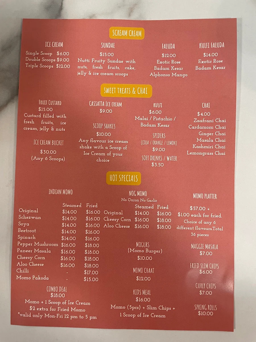 Menu, Icy Spicy West Pennant Hills - Ice Cream and Fast Food