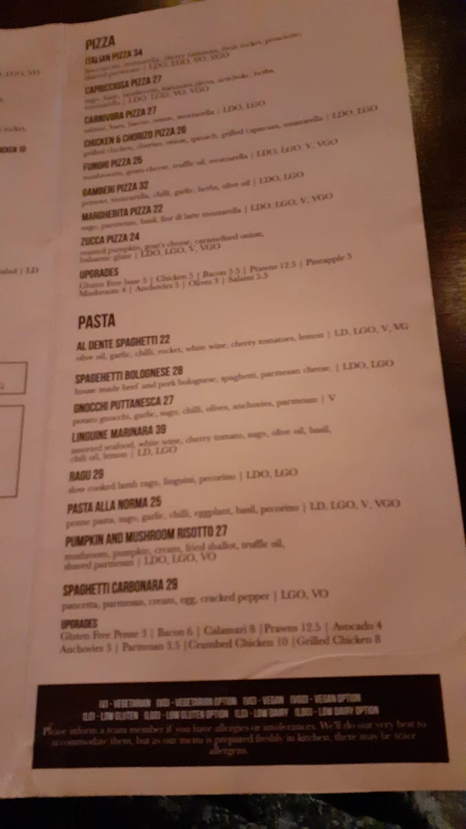 Menu, Cannon Hill Tavern