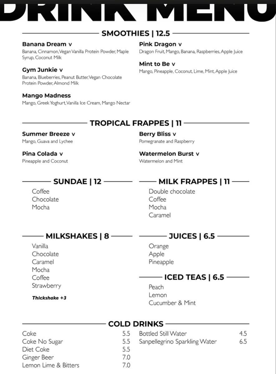 Menu, Vito's Espresso Bar