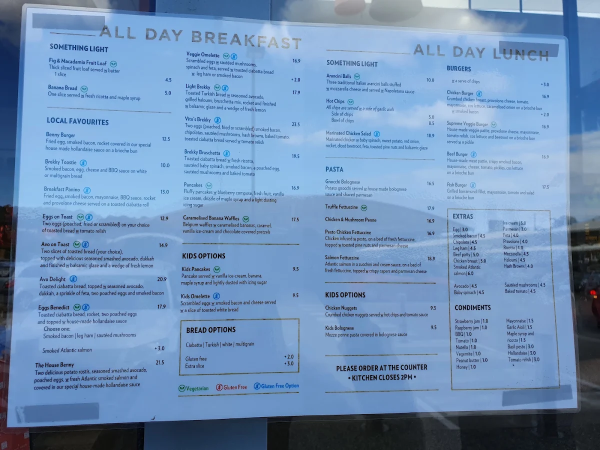 Menu, Vito's Espresso Bar