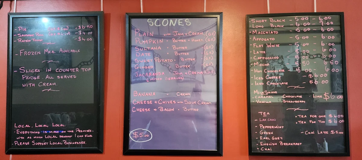 Menu, Gallery Coffee Shop