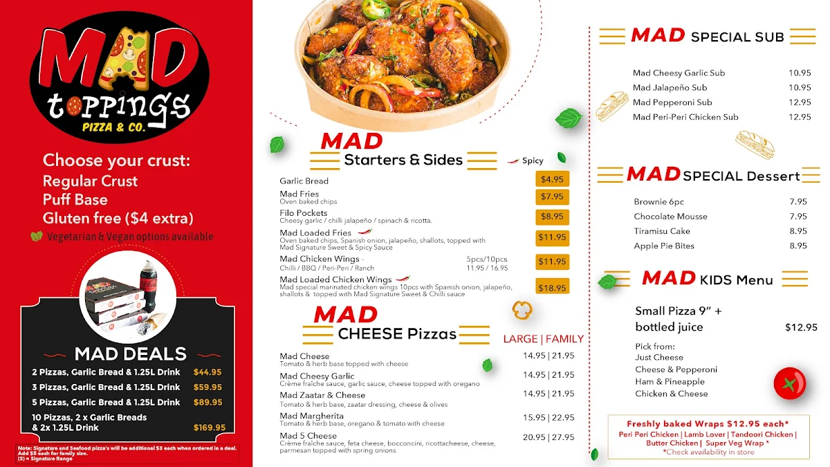 Menu, Mad Toppings Pemulwuy