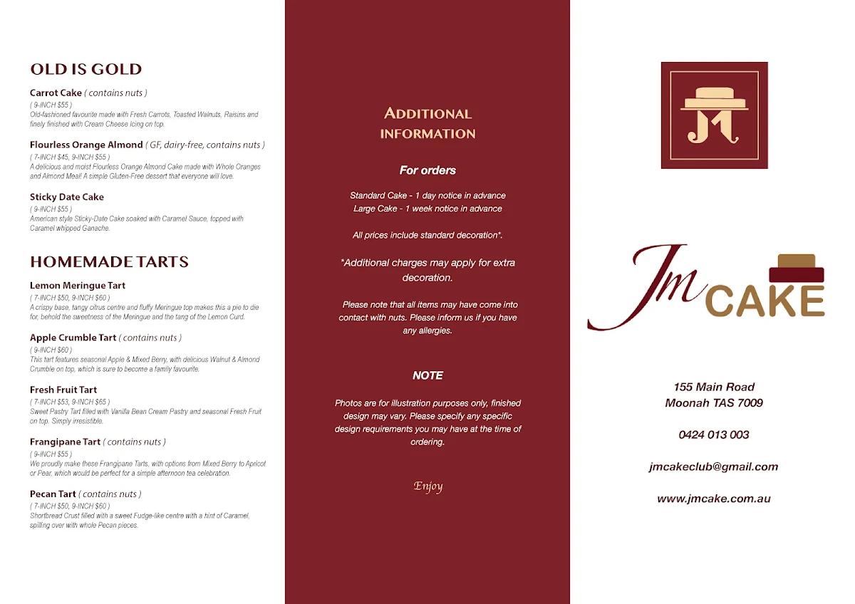 Menu, JM cake