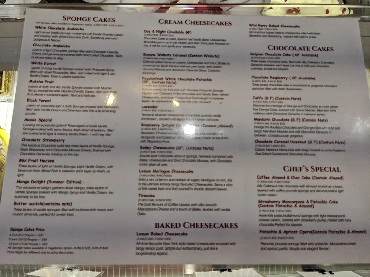 Menu, JM cake