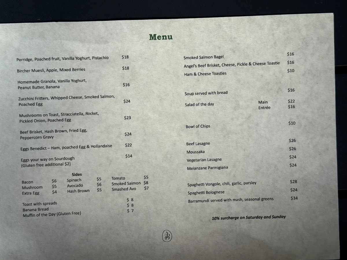 Menu, Albert Park Deli