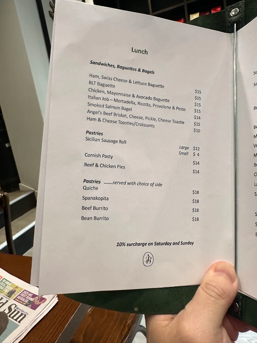 Menu, Albert Park Deli