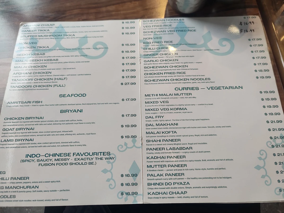 Menu, Krispy kulcha & sweets