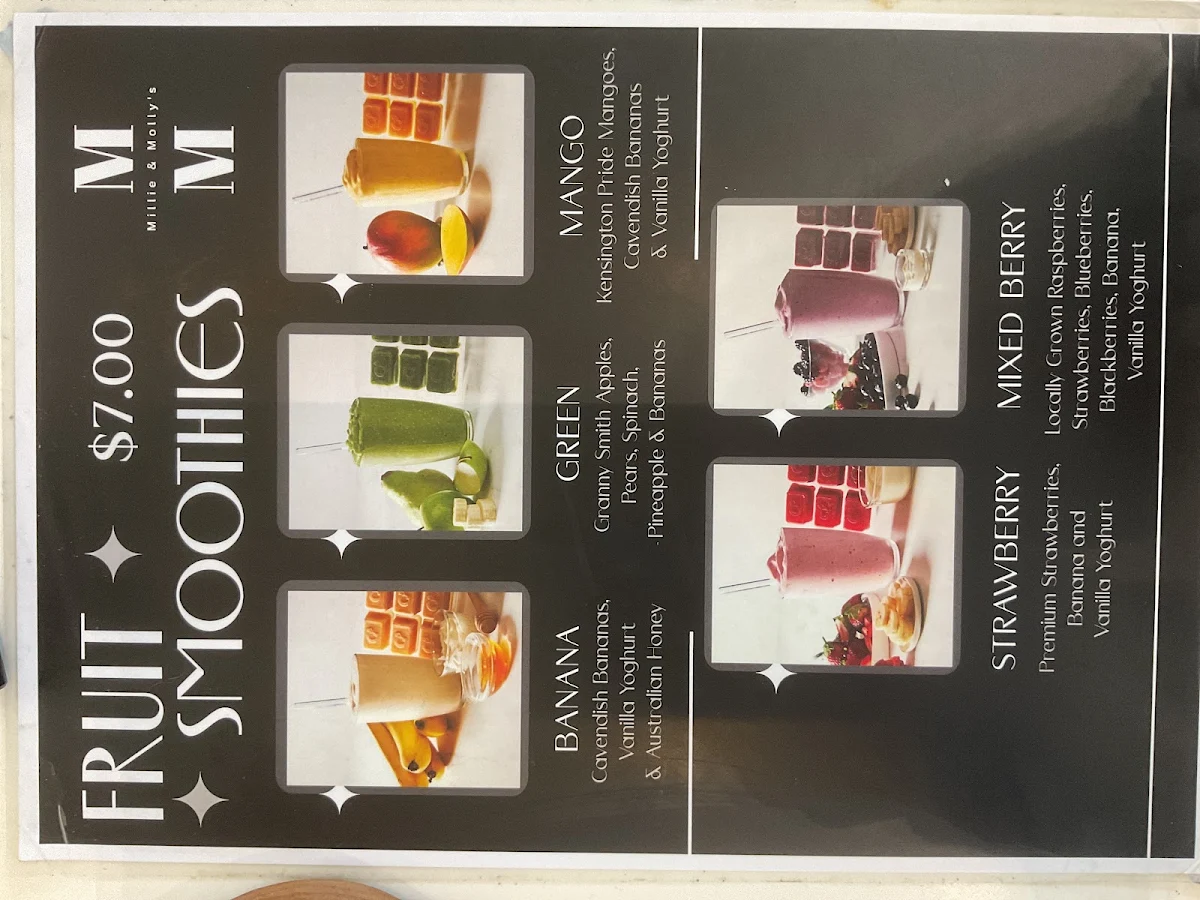 Menu, Millie & Molly’s Cafe