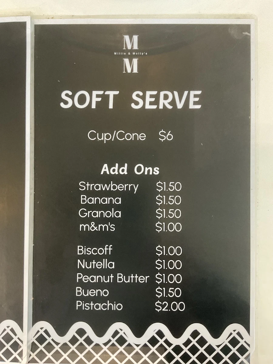 Menu, Millie & Molly’s Cafe