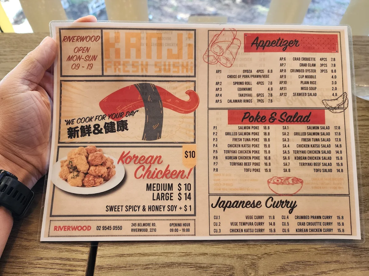 Menu, Kanji Fresh Sushi Riverwood