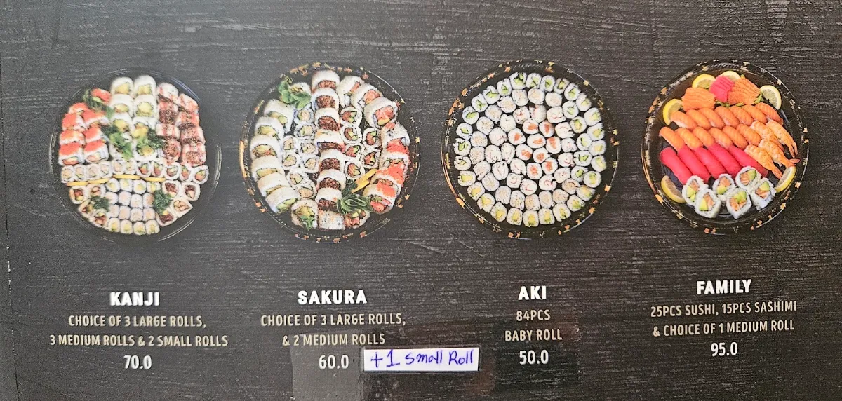 Menu, Kanji Fresh Sushi Riverwood