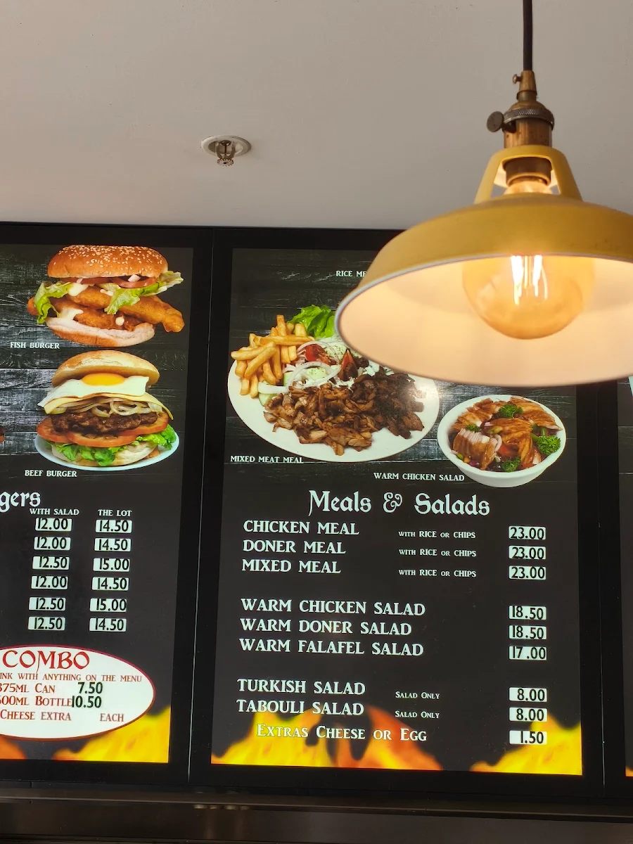Menu, Brabham Kebabs and Turkish Bakery