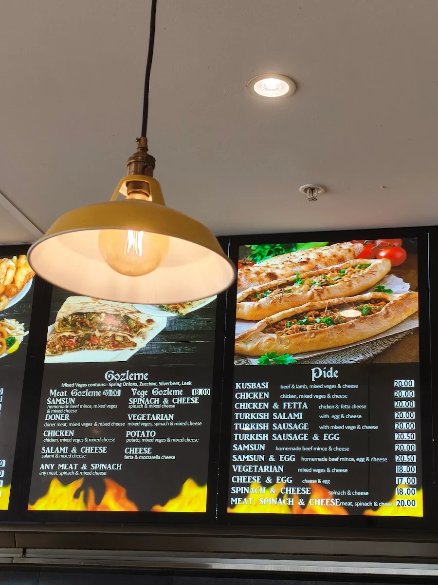 Menu, Brabham Kebabs and Turkish Bakery