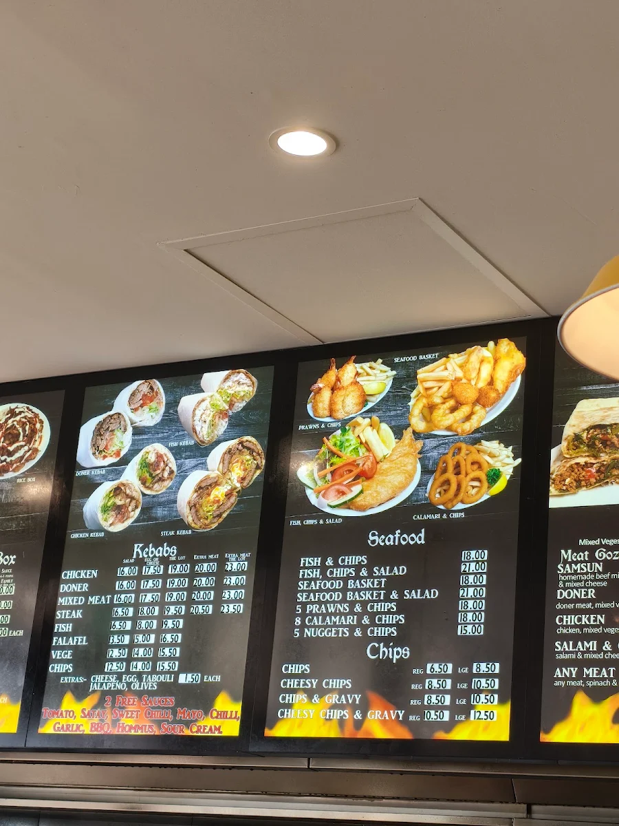 Menu, Brabham Kebabs and Turkish Bakery