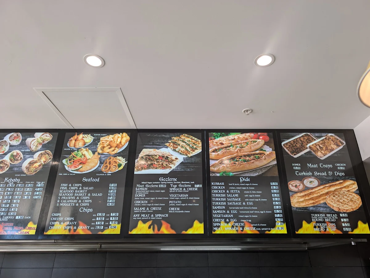 Menu, Brabham Kebabs and Turkish Bakery