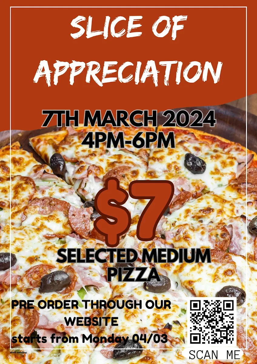 Menu, Banksmeadow Pizza
