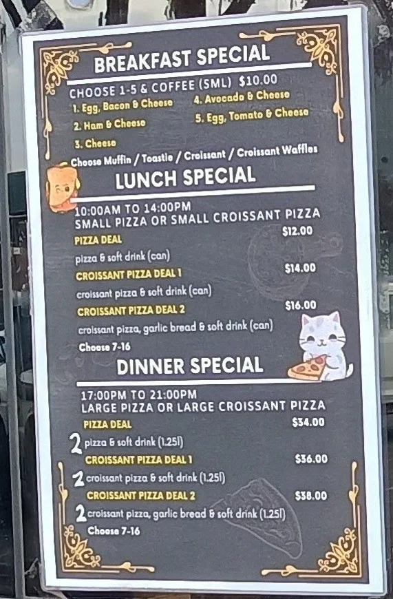 Menu, Yi Ho Ac mL Patisserie