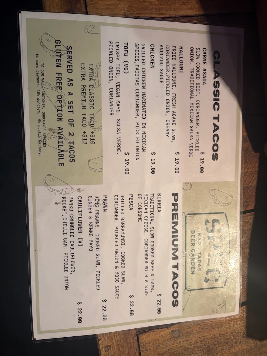 Menu, SPEC bar & tapas