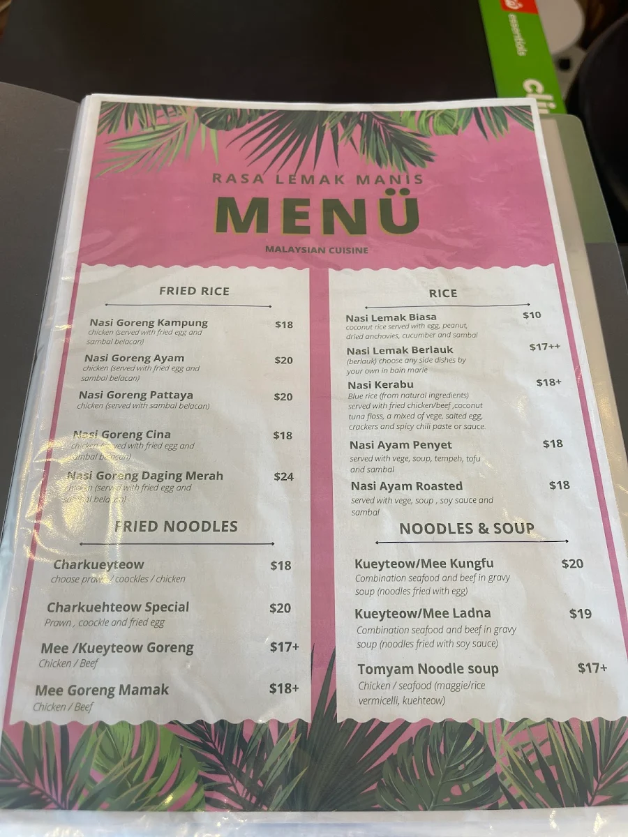Menu, Rasa Lemak Manis (Malaysian authentic)