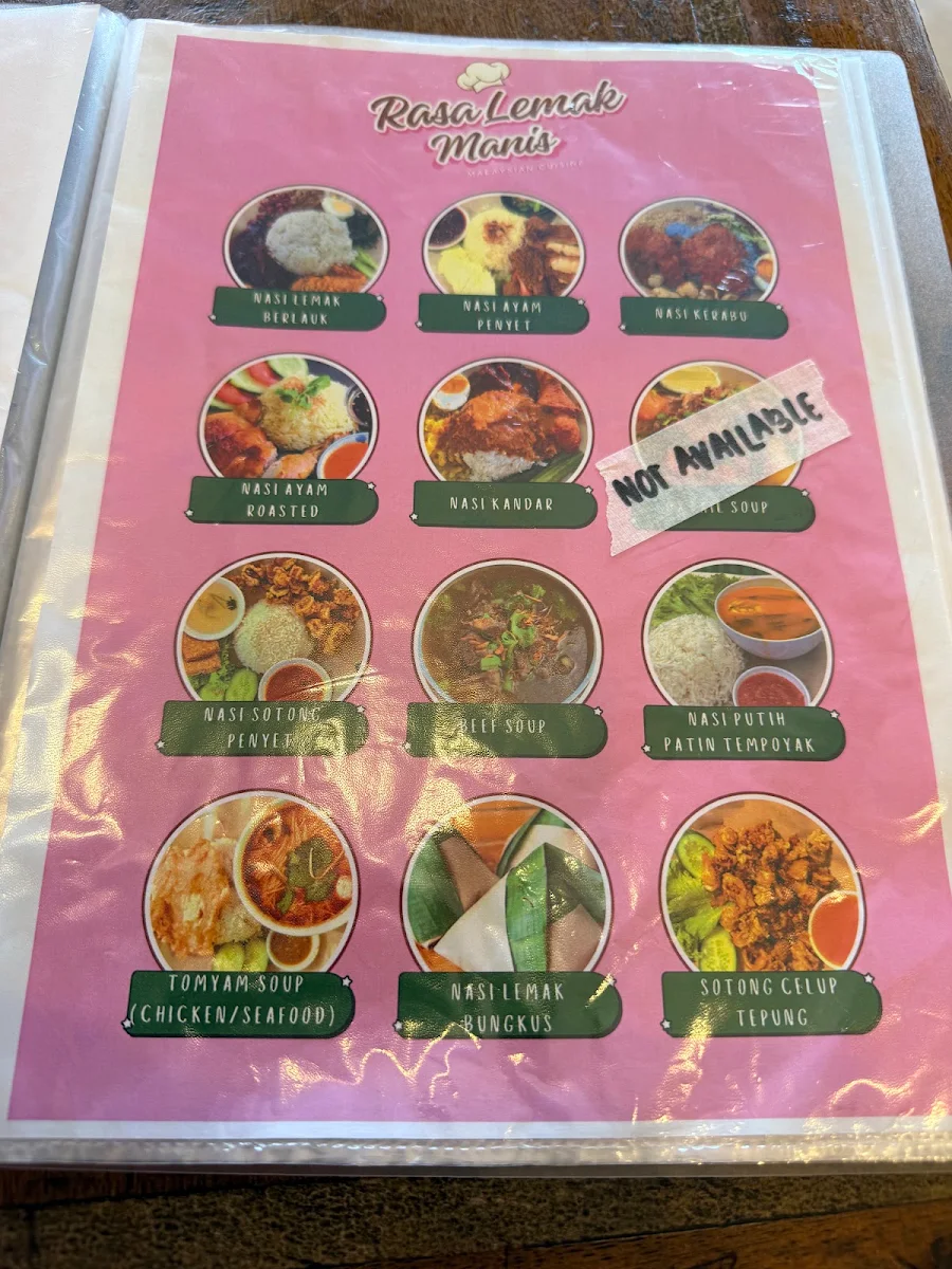 Menu, Rasa Lemak Manis (Malaysian authentic)