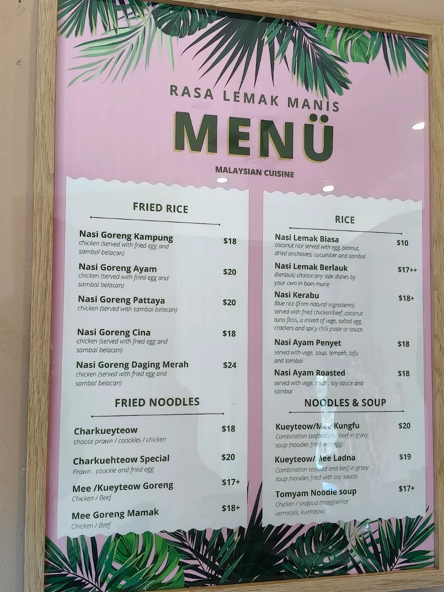 Menu, Rasa Lemak Manis (Malaysian authentic)