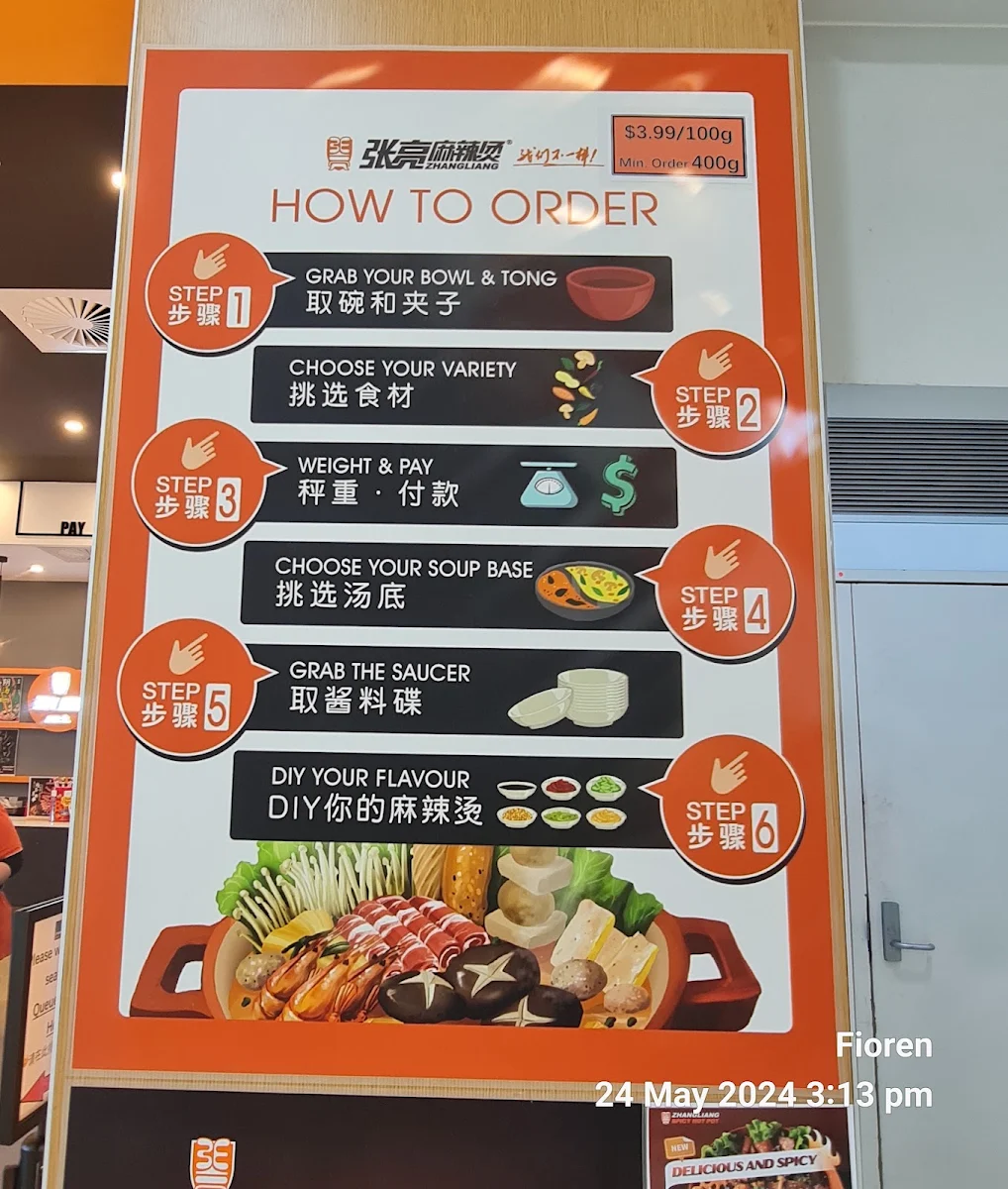 Menu, Zhangliang Spicy Hotpot Willetton