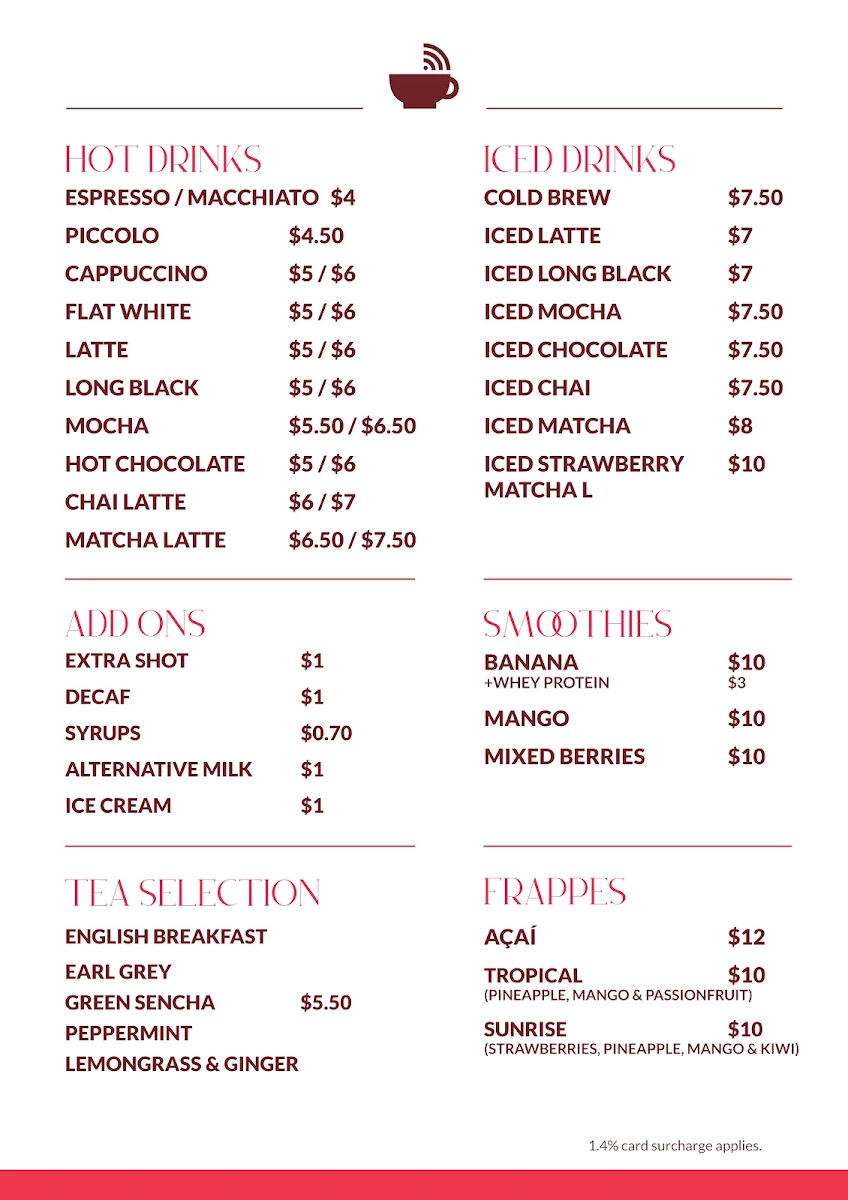 Menu, House of Bungalow