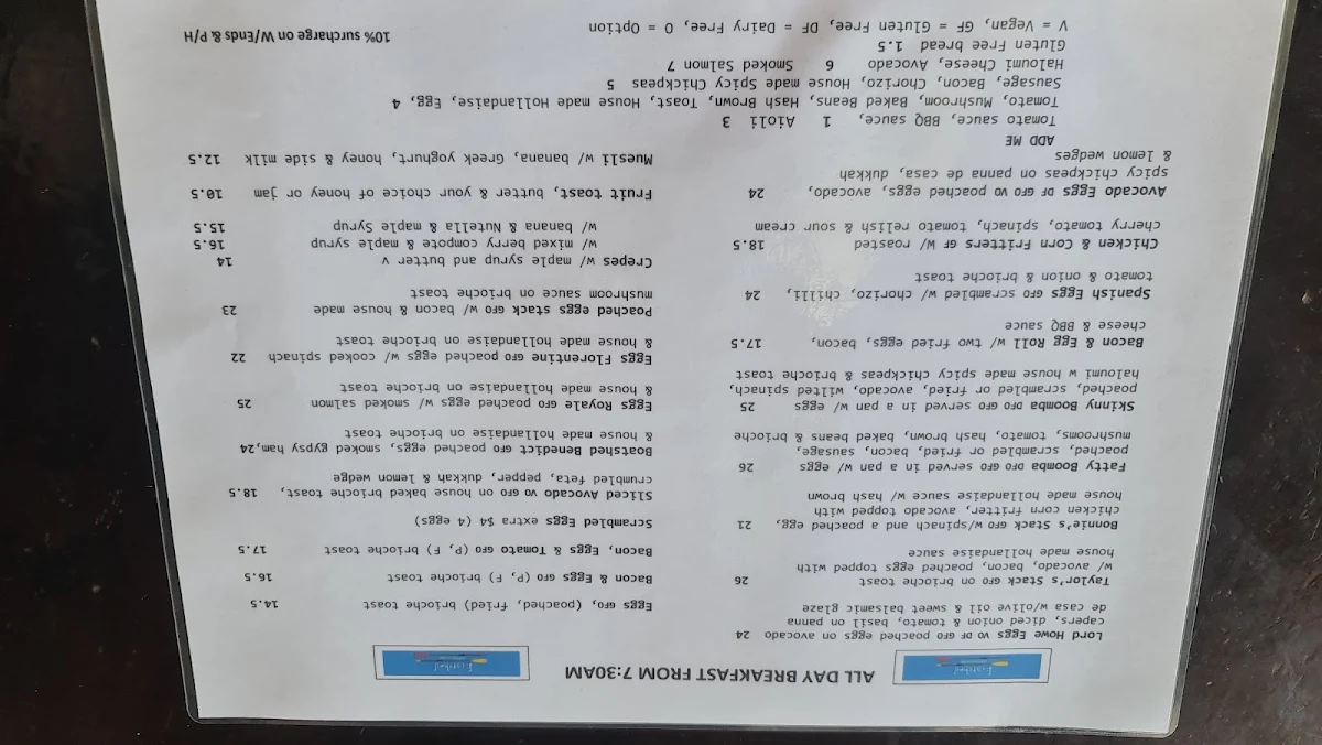 Menu, Boatshed