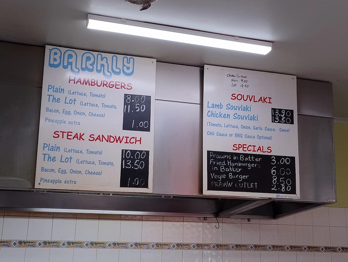 Menu, Fish on Barkly