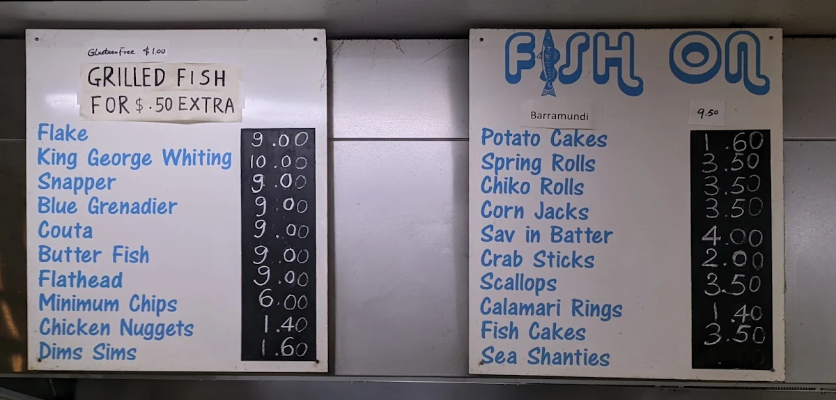 Menu, Fish on Barkly