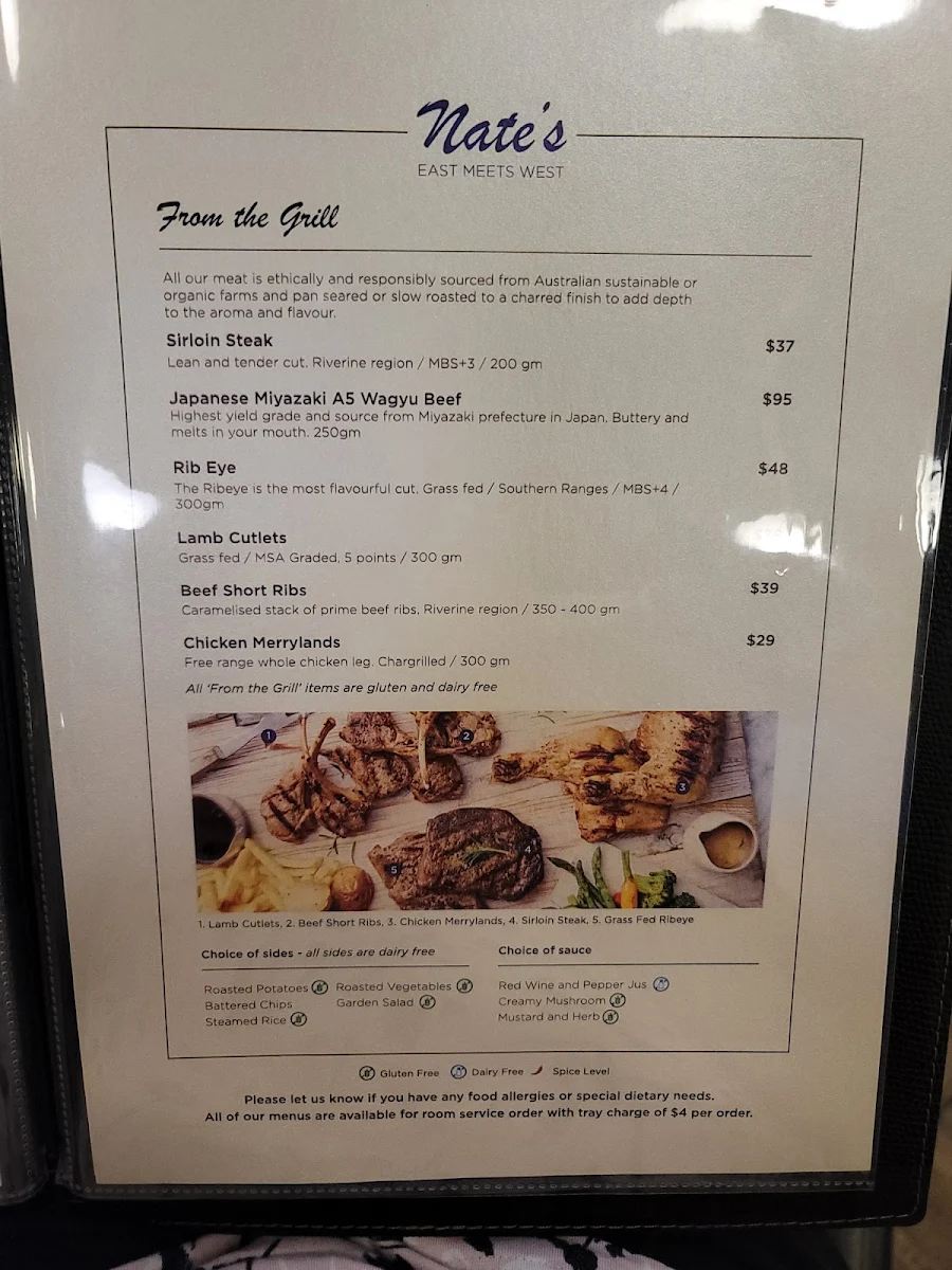 Menu, Nate's Restaurant and Bar