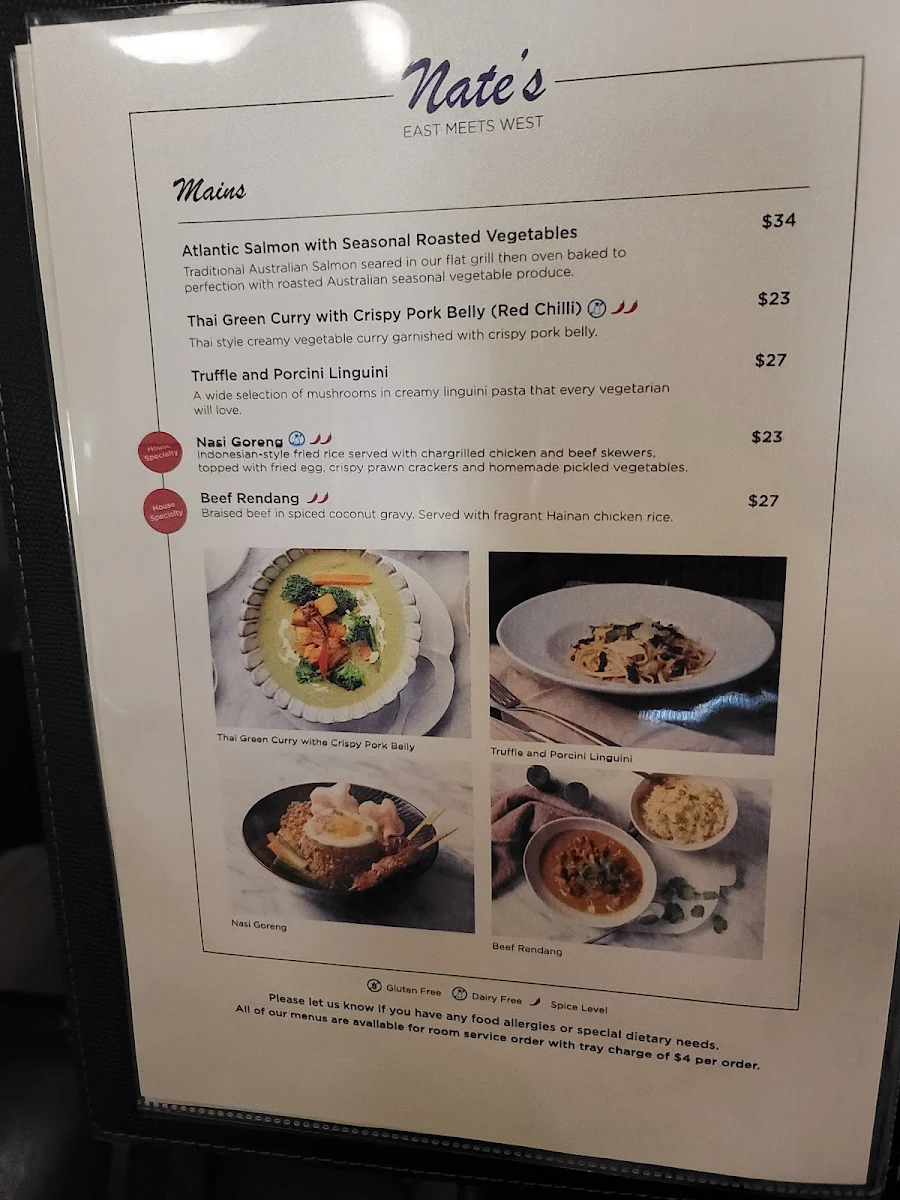 Menu, Nate's Restaurant and Bar