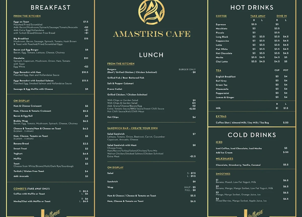 Menu, Amastris Cafe
