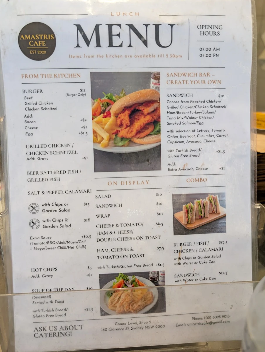 Menu, Amastris Cafe