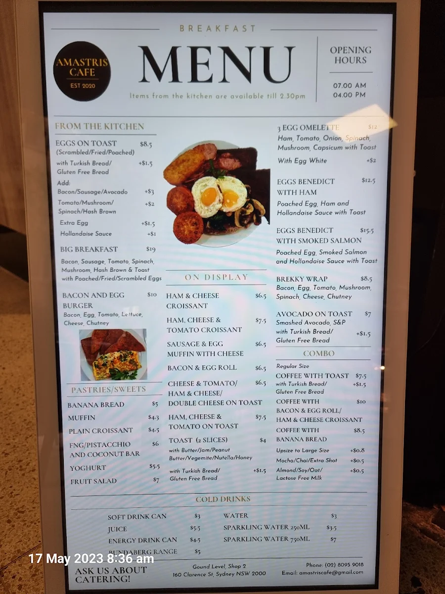 Menu, Amastris Cafe